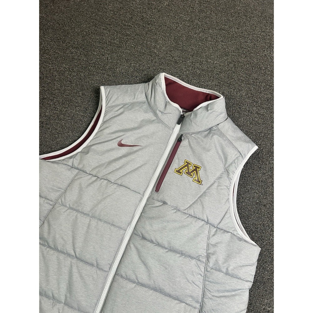 Minnesota Gophers Nike Puffer Vest Gray/Red Mens Large Full Zip Football College - Picture 2 of 10